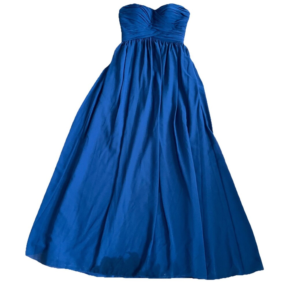 Bill Levkoff Navy Blue Strapless Prom Bridesmaid Dress Womens 2 Pleated A Line